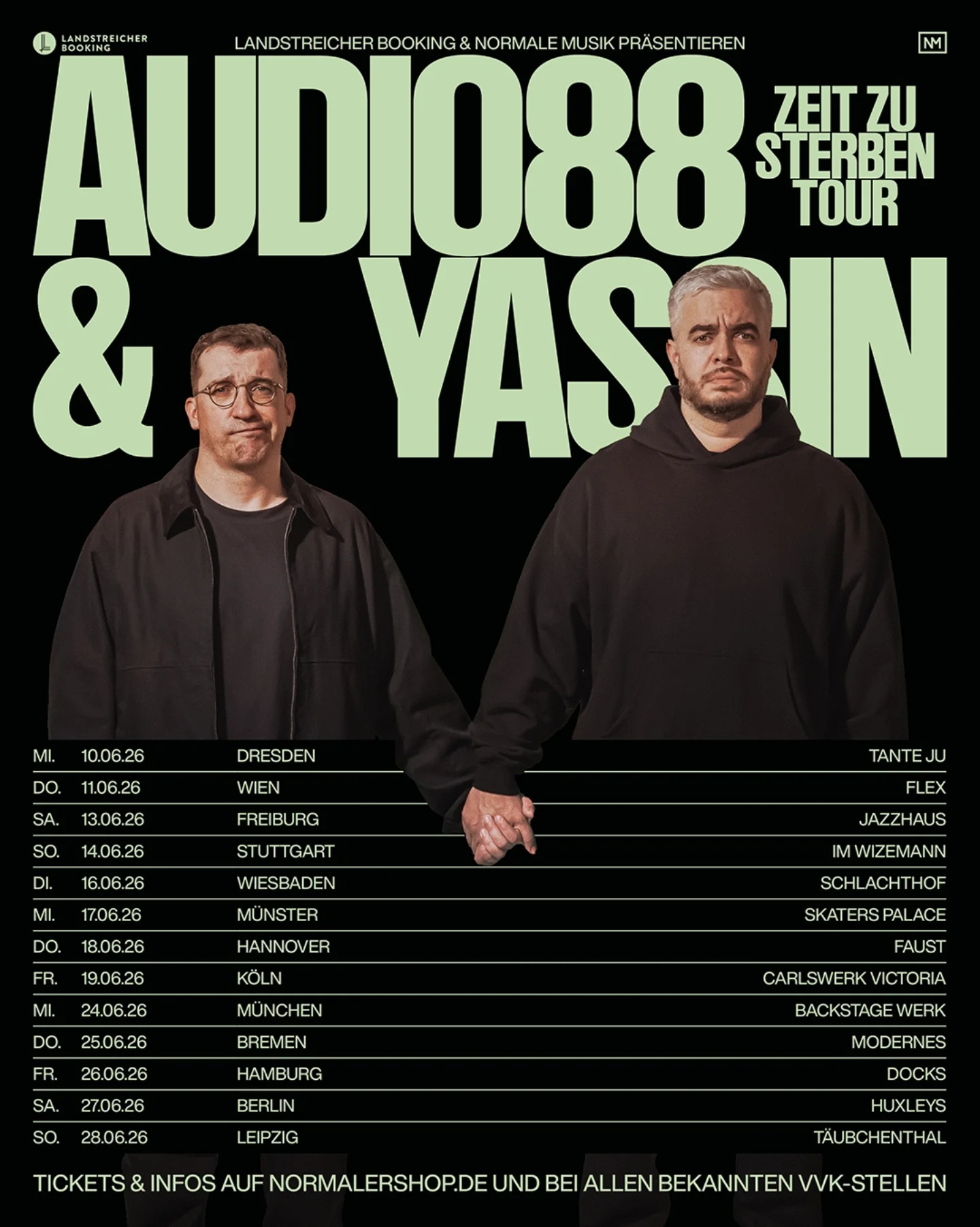 Audio88 & Yassin ZEIT ZU STERBEN Tour Poster 2026